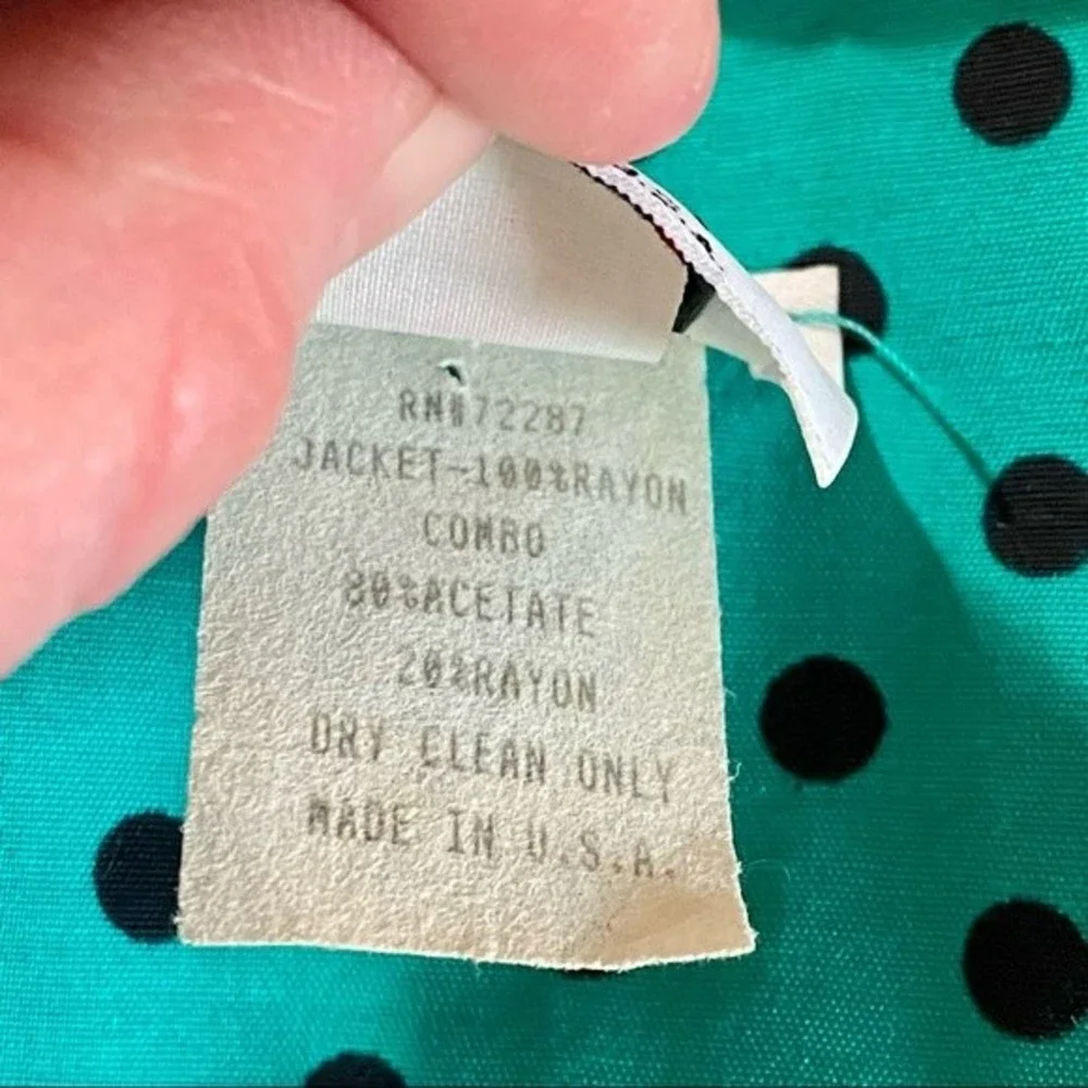 π Vintage Kwai 80βs Polka Dot Blazer w/Ascot - Picture 7 of 8